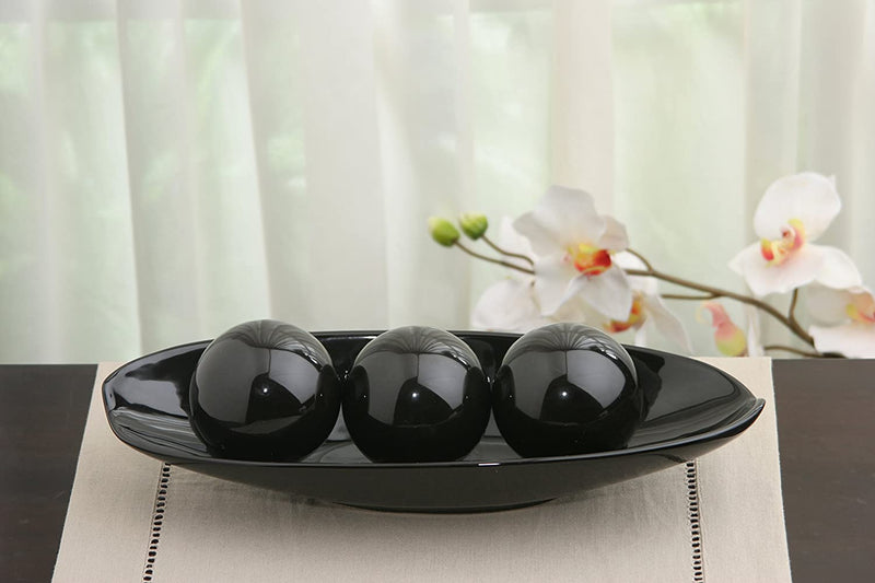 Ceramic Decorative Bow and Orb set,  Black Glazed