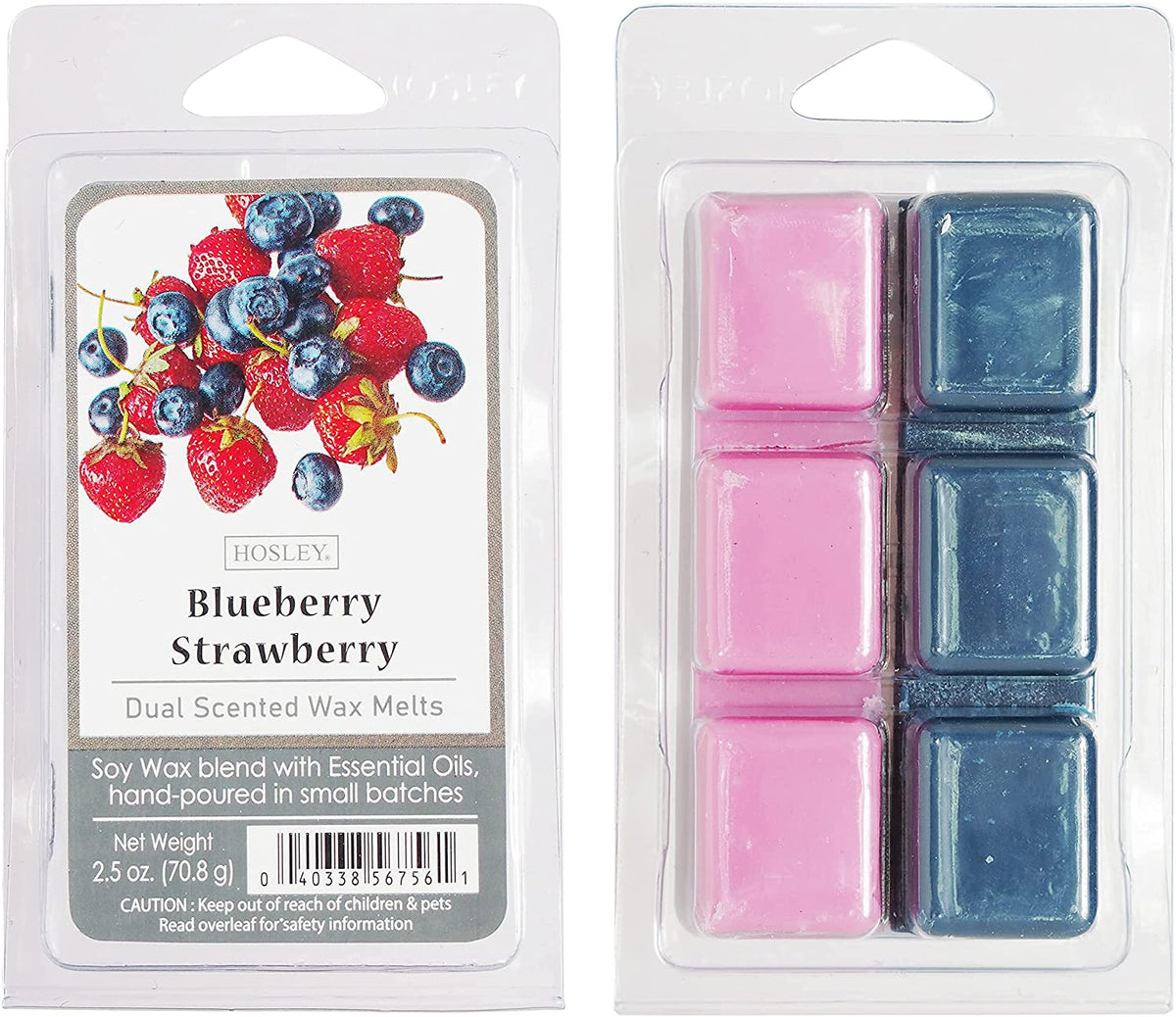 Set of 6 Blueberry Strawberry Scented Wax Cubes/Melts - 2.5 oz Each. Hand Poured Wax Infused with Essential Oils. Bulk Buy. Ideal for Weddings, Spa, Reiki, Meditation Settings