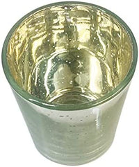 Glass Tea Light Candle Holder, Metallic Silver Finish, Set of 7,  2.65inches High each