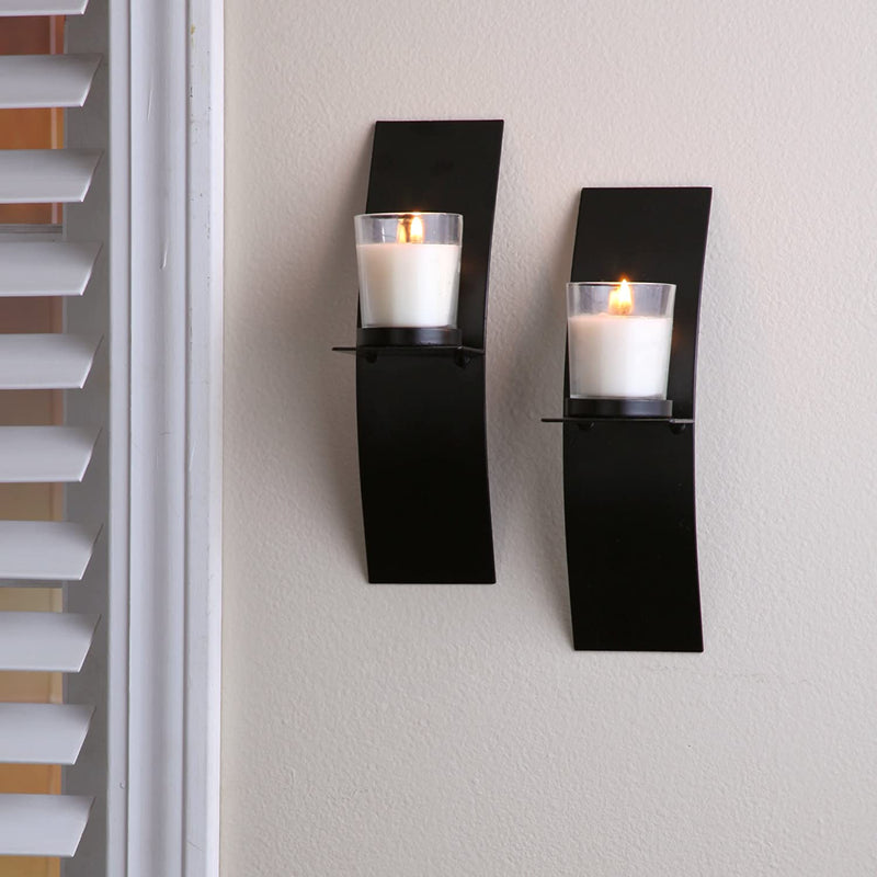 Iron Wall Sconces,  Black Color, Set of 2,  9 inches High