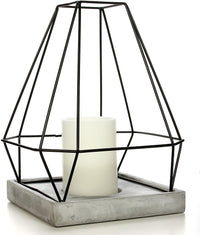 Iron  Lantern with Cement Tray, 11 inches High