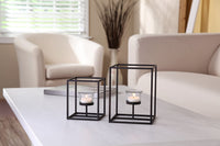 Modern Art Style Candle Holders with Clear Glass Tealight Holder Elegant Home Decor with Tealights Included 5.5 & 7.5 High Set of 2