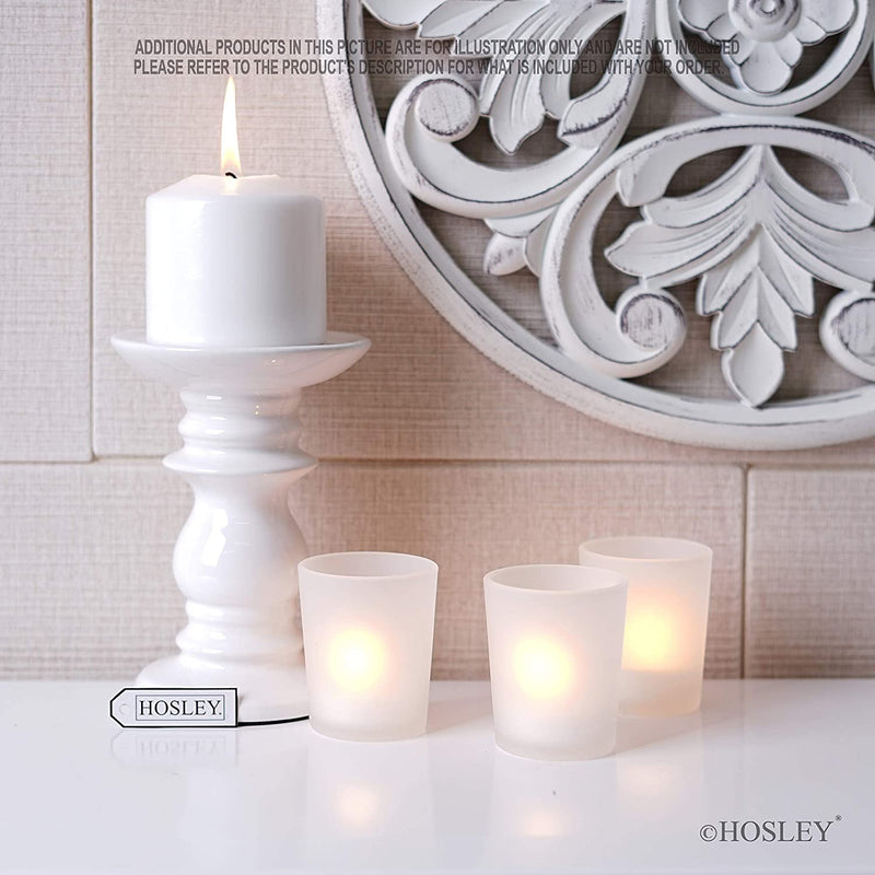 Ceramic Pillar Candle Holders, White Glazed, Set of 2, 6 inches High each