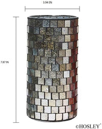 Mosaic Tea Light Candle Holder, Silver Finish, 7.8 inches High