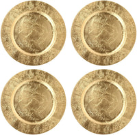 Set of 4, Gold Plastic Decorative Charger Plate- 11.75 Diameter. Ideal GIFT for Wedding, Party Favor, Bridal, Home Warming. P1