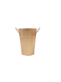 Set of 2, 7In H Gold Bucket/Pot Vase with PVC Liner, Ideal Gift for Wedding Home Office Party DYI Indoor Outdoor Garden Patio