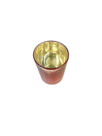 Glass Tea Light Candle Holder, Metallic Rose Gold Finish, Set of 7,  2.65inches High each