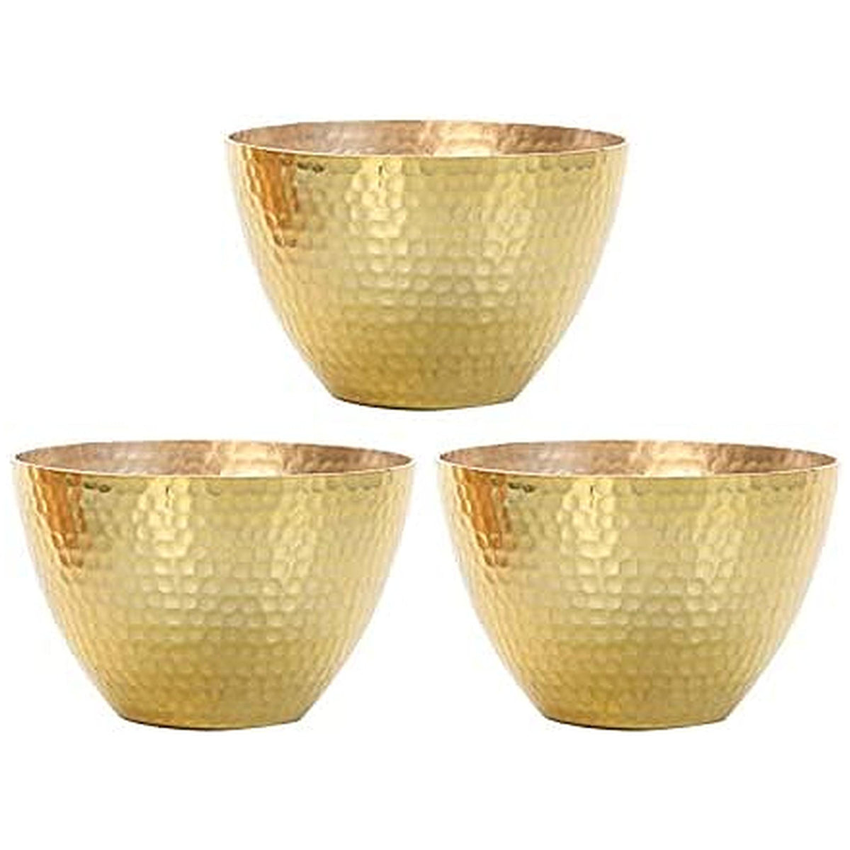 HOSLEY®  Metal Hammered Filled Candle, Lemon Thyme Scented Gold Finish, Set of 3, 4.5 inches Diameter
