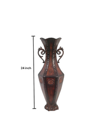 Decorative Embossed Metal Tall Floor Vase 24 Inch High. Ideal Gift for Weddings Party Spa Reiki Meditation Settings