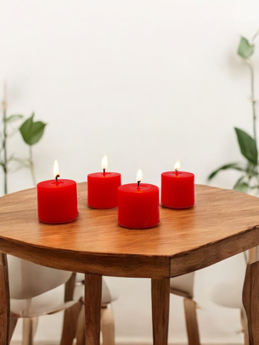 Set of 48 Unscented Red Hand Poured Votive Candles Ideal for Weddings Birthdays Holidays Special Events Emergency Lighting Spa Aromatherapy Everyday Use