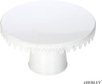 White Finish Pedestal Footed Cake Stand with Ribbon Trim 9.75 Inch Diameter. Perfect for Wedding Cakes Baby Showers Birthdays Home Decor