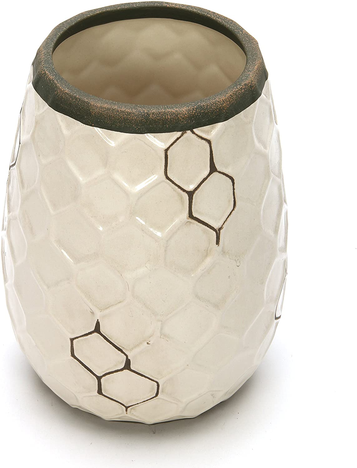 Ceramic Honeycomb Vase,  7.5 Inches High