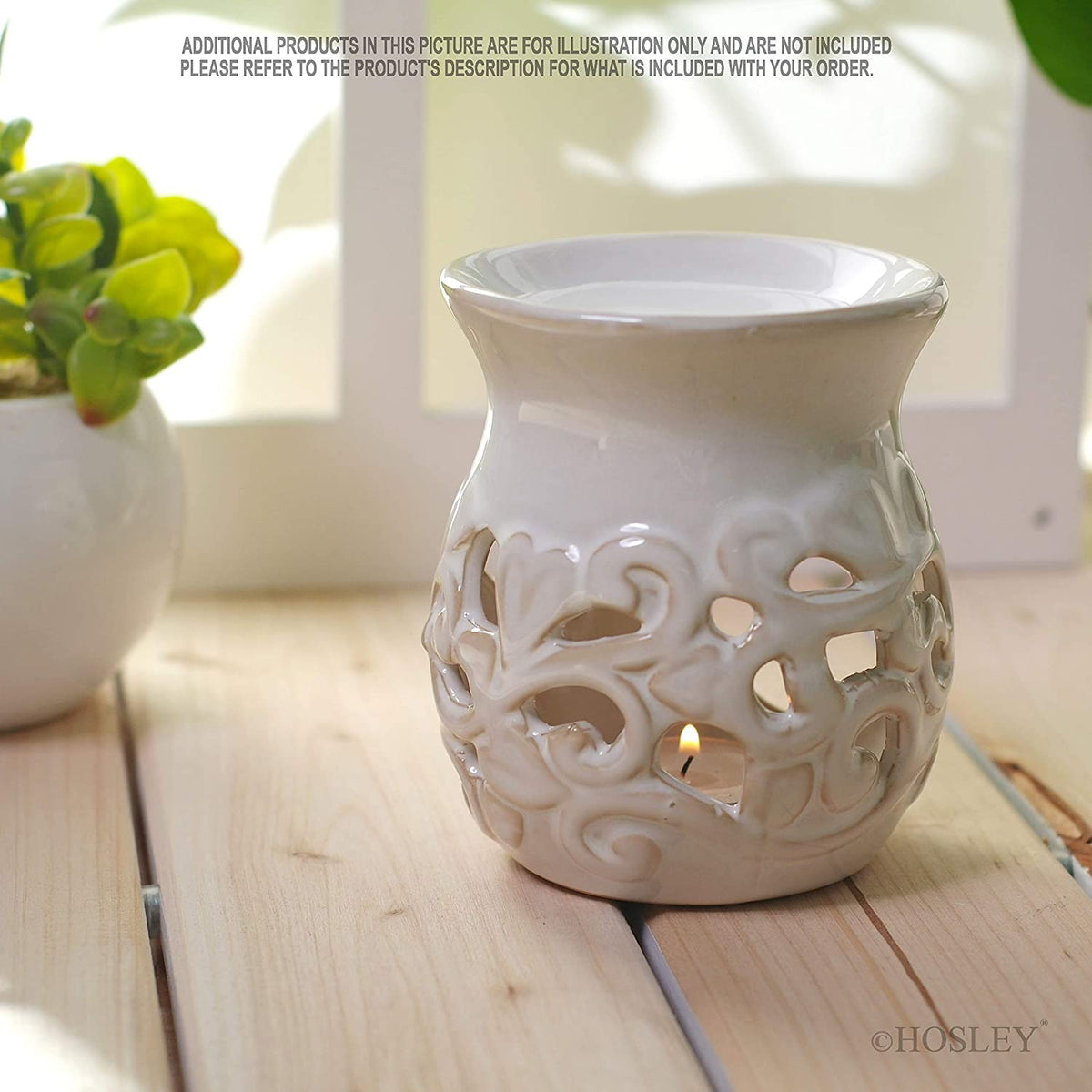 Ceramic Oil Warmer, White Glazed Set of 2 ,  4.3 Inches High