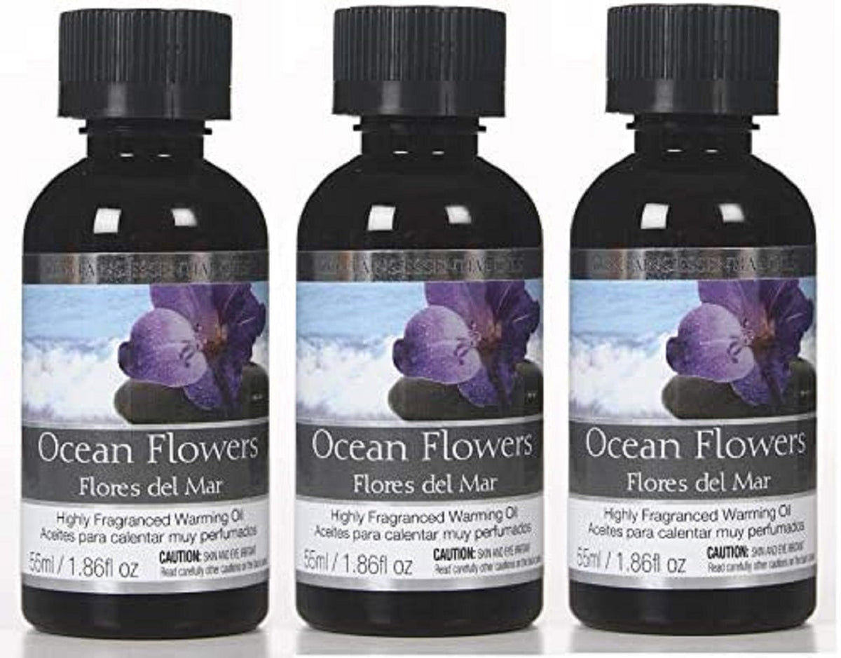 Set of 3, 55 ml Ocean Flowers Fragrance Warming Oils. Ideal Gift for Weddings, Spa, Meditation Settings. P1