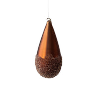 Glass Frosted Drop Ornament, Bronze Color, 6 inches High