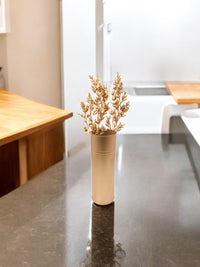 14In H Gold Metal Vase with PVC Liner, Ideal Gift for Wedding Home Office Party DYI Indoor Outdoor Garden Patio