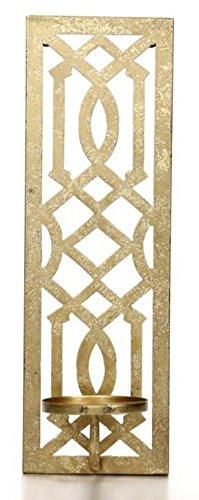 Hosley 16.5 Inch High Metal Wall Sconce - Your Choice of Colors/Design. Great Wall Decor Ideal Gift for Wedding Party Spa Home Decor O5 (B-Gold Design 1)