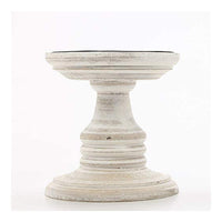 HOSLEY®  Wood Pillar Candle Holder,White Color, 5 inches High