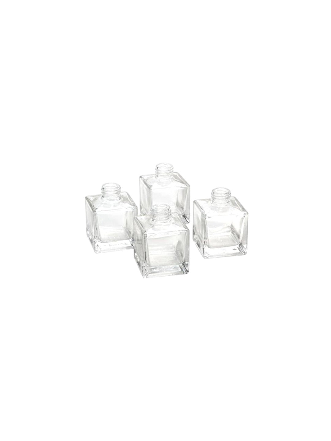 Set of 4 Square Glass Diffuser Bottles - 3.25 High. Ideal for Use with Essential Oils, Replacement Diffusers Reed Sticks, Diy, Crafts O3