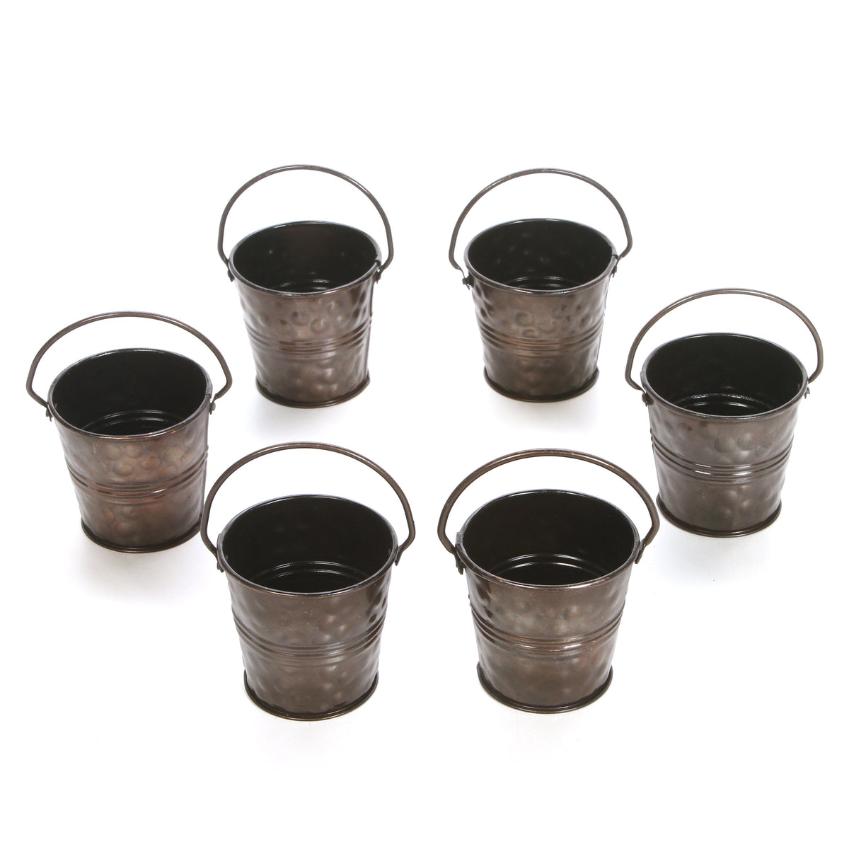 Iron Mini  Planters,Antique Bronze Color, 6 Pack , 2.6 inches Dia. each