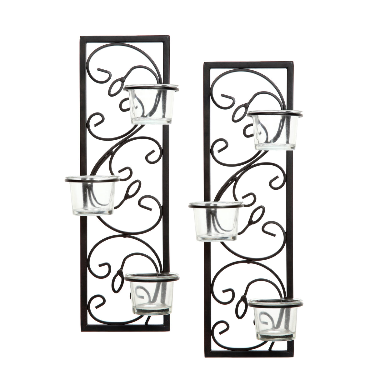 Iron Wall Sconce,  Black color ,  Set of 8, 13.75 inches High