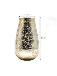 8 Inch High Modern Mercury Gold Glass Vase. Ideal for Cut Flowers Weddings Aromatherapy DIY Craft Projects Votive Pillar Floating Tea-Light Candles Gardens Spa