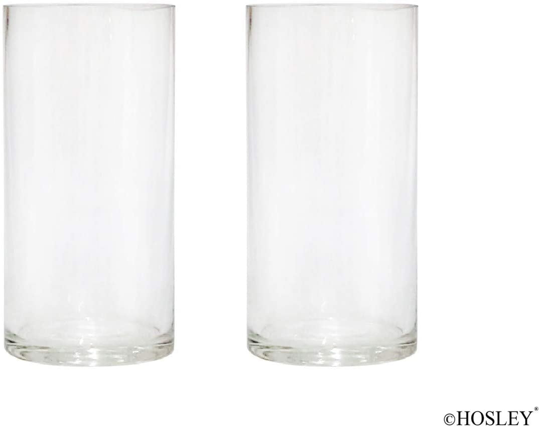 Set of 2 Clear Glass Vase 8 Inch High Ideal Gift or Use for Wedding, Rose/Flowers Floral Arrangements; Spa, Aromatherapy, Votive LED Candle Garden Setting O6