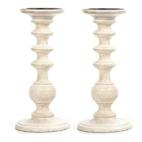 HOSLEY®  Wood Pillar Candle Holder, White Color, Set of 2, 11 inches High each