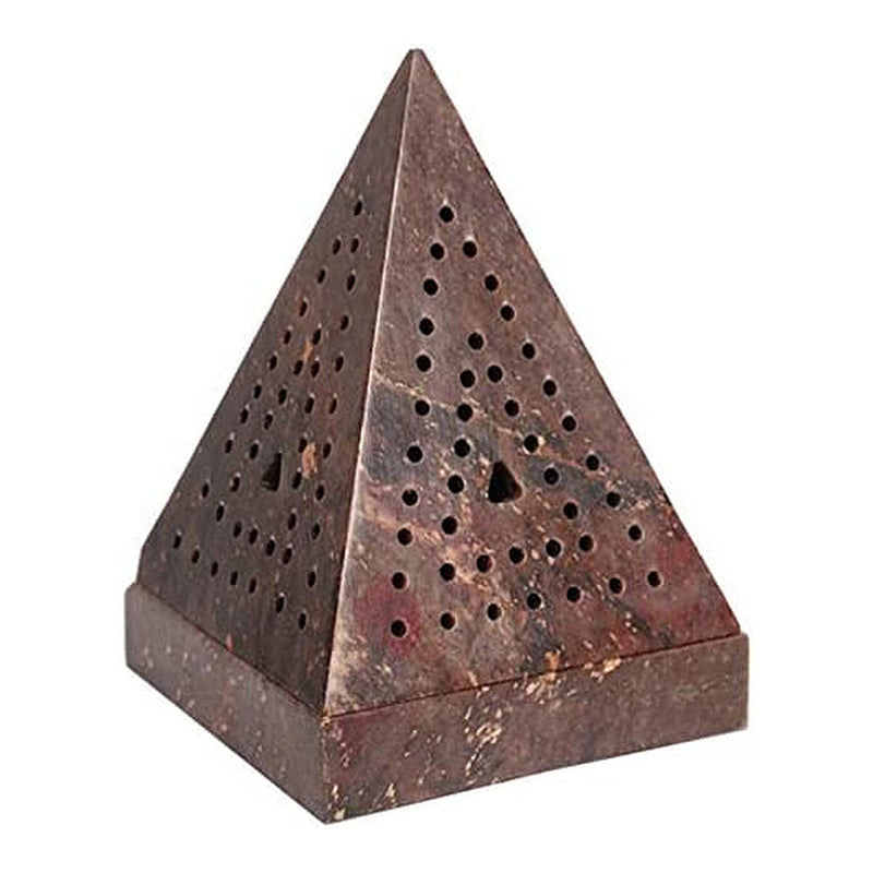 HOSLEY®  Soapstone Triangle Pyramid, Incense Cone Holder, 5 inches High