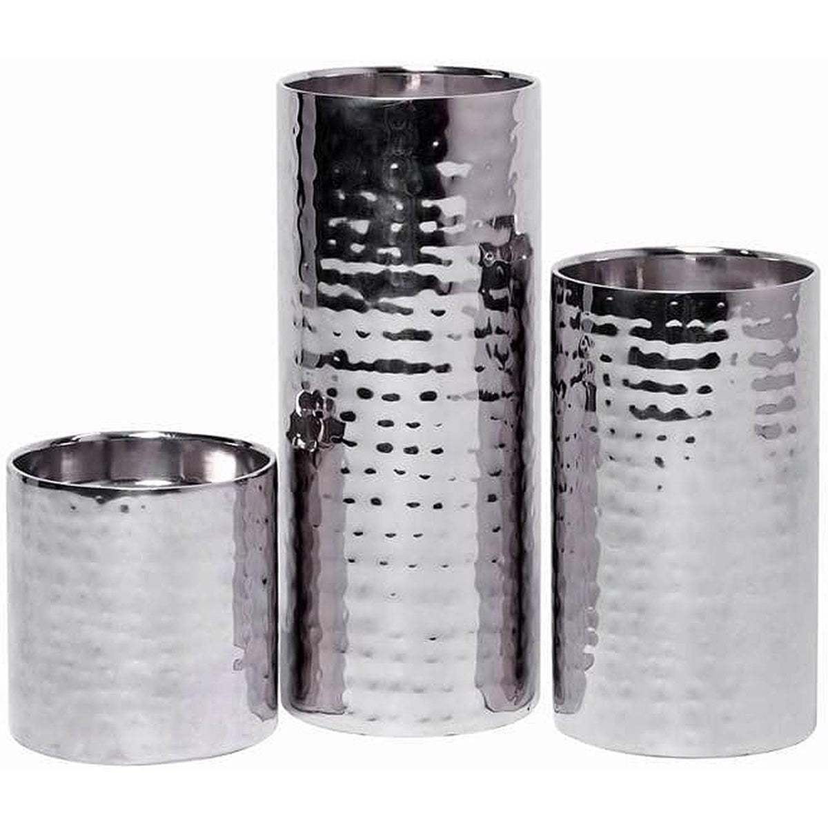 HOSLEY®   Pillar Candle Holders, Silver Finish, Set of 3,  7", 5" 3" High
