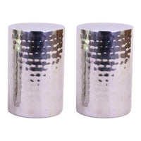HOSLEY®  Hammered Pillar Candle Holders, Silver Finish, Set of 2, 6 inches High each