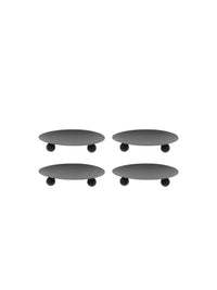 Iron Pillar Candle Holders, Black Color, Set of 6, 4.75 inches Diameter each