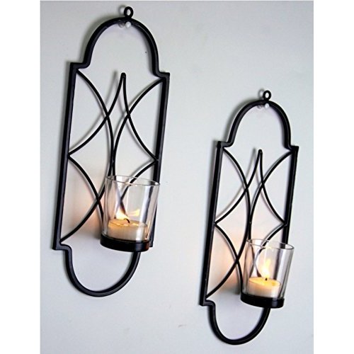 Iron Wall Sconces,  Black Color, Set of 2,  12 inches High