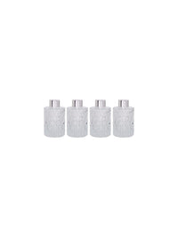 Set of 4 Mid Century Modern Glass Diffuser Bottles 4 Inch High. Ideal for Use with Essential Oils Replacement Diffusers and Reed Sticks DIY Crafts O3 Silver