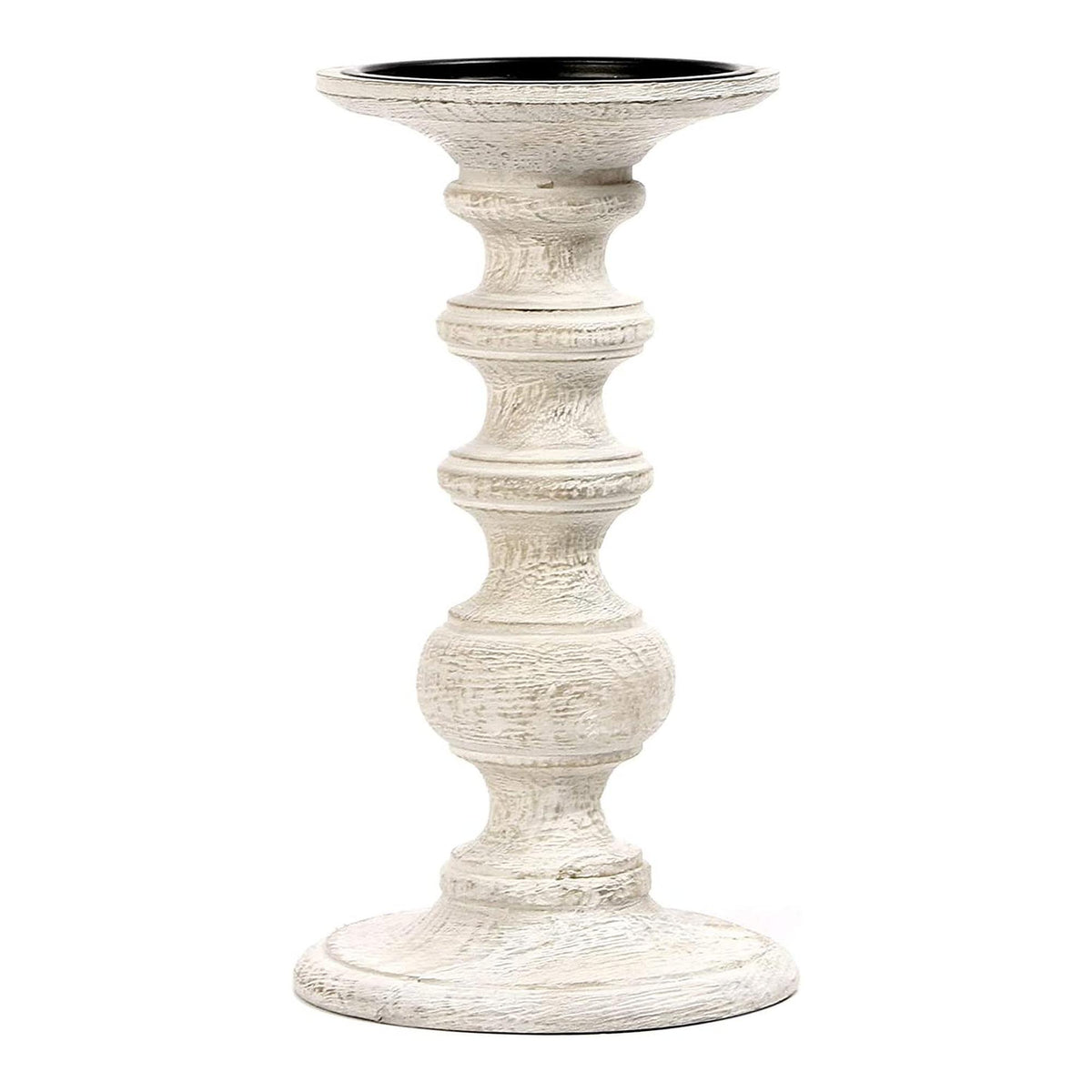 HOSLEY®  Wood Pillar Candle Holder, White Color, 9 inches High