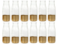 Hosley Set of 12, Glass Gold Dip Glass Bottle, 5.5" High. Ideal Gift for Wedding, Floral/Floor Vase, Party, Home Decor, Office, Spa O6