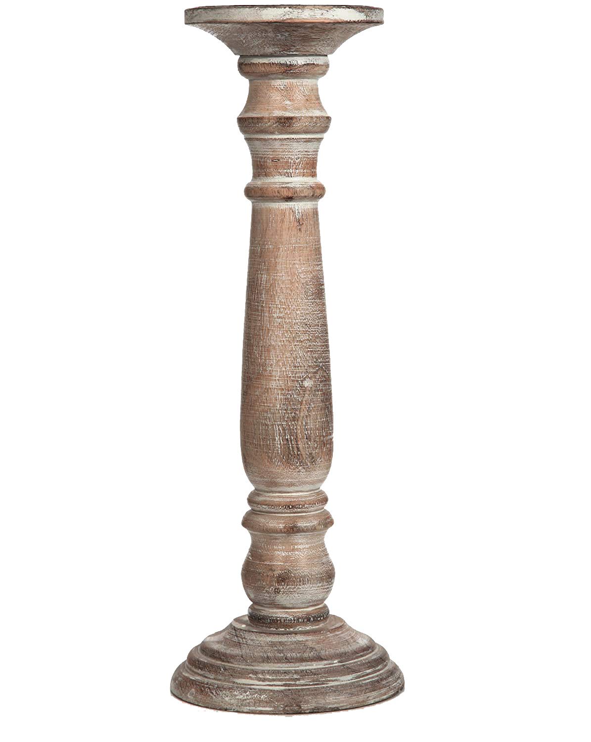 Hosley 14" High Wood Candlestick for Pillar Wax Candles/Flameless Candle. Distress Finish Candleholder. Ideal Gift for Wedding, Home, Spa, Reiki, Aromatherapy, Votive Candle Gardens O4