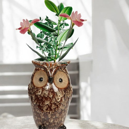 2pk Ceramic Farmhouse Owl Vase, Ideal Gift for Weddings, House Warming, Home Office, Wonderful Accent Piece for Coffee Tables or Side Tables.