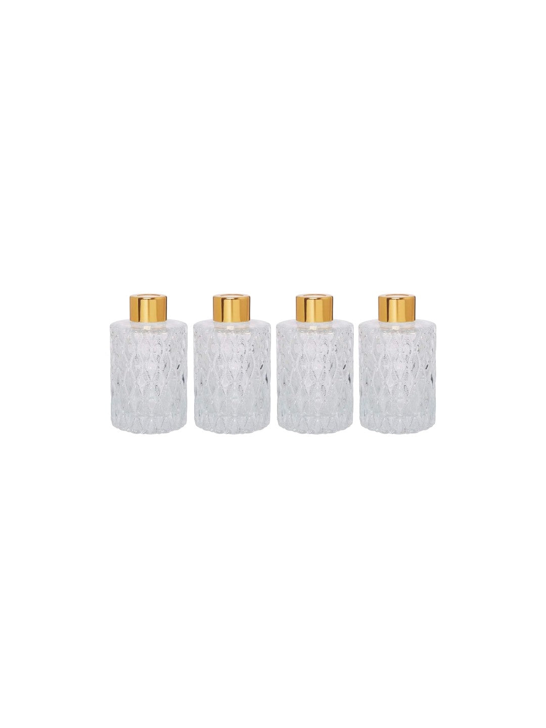 Set of 4 Mid Century Modern Glass Diffuser Bottles 4 Inch High. Ideal for Use with Essential Oils Replacement Diffusers and Reed Sticks DIY Crafts O3 Gold