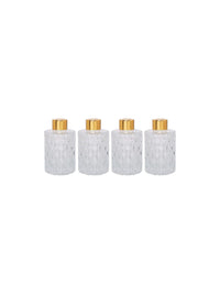 Set of 4 Mid Century Modern Glass Diffuser Bottles 4 Inch High. Ideal for Use with Essential Oils Replacement Diffusers and Reed Sticks DIY Crafts O3 Gold