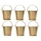 Set of 6 Gold Galvanized Buckets with Handle 4 Inch High. Ideal for Party Wedding Country Picnic Caddy Serve Ware Floral Pots Votive Candle Gardens P1