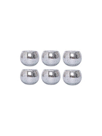 Crackle Glass Tea Light Holders | Silver | Set of 6