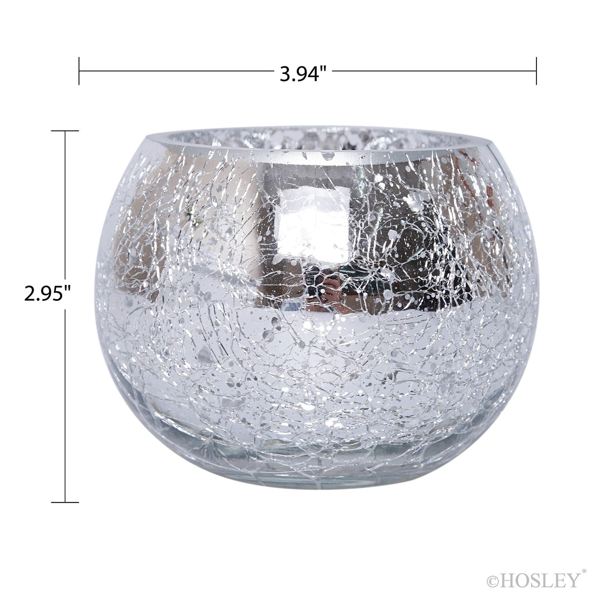 Crackle Glass Tea Light Holders | Silver | Set of 6