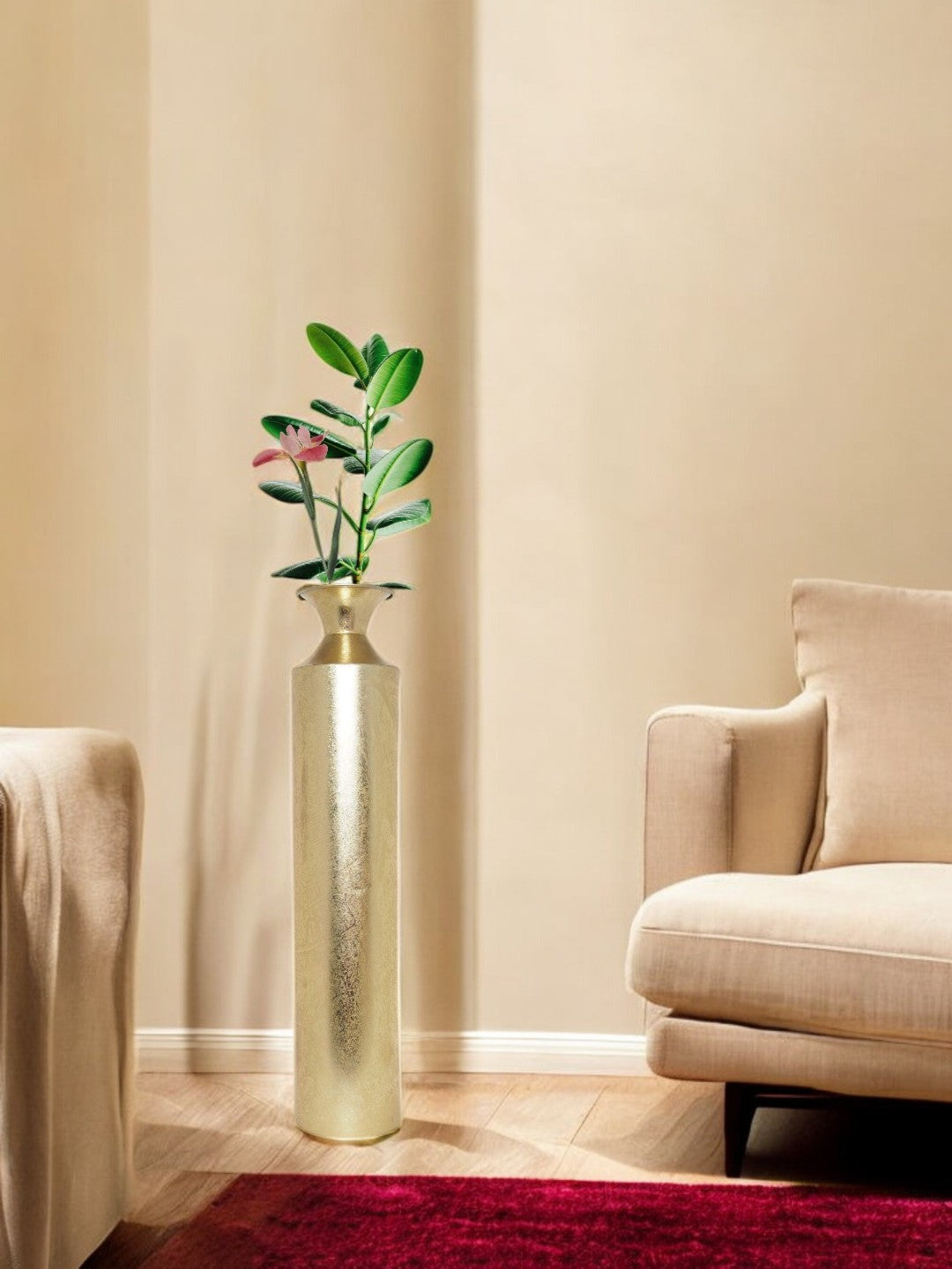 Decorative Gold Metal Tall Floor Vase. Ideal Gift for Weddings Party Spa Reiki Meditation Settings O5 (27.25 High)