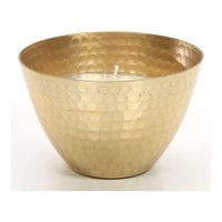HOSLEY®  Metal Hammered Filled Candle, Lemon Thyme Scented Gold Finish, Set of 3, 4.5 inches Diameter