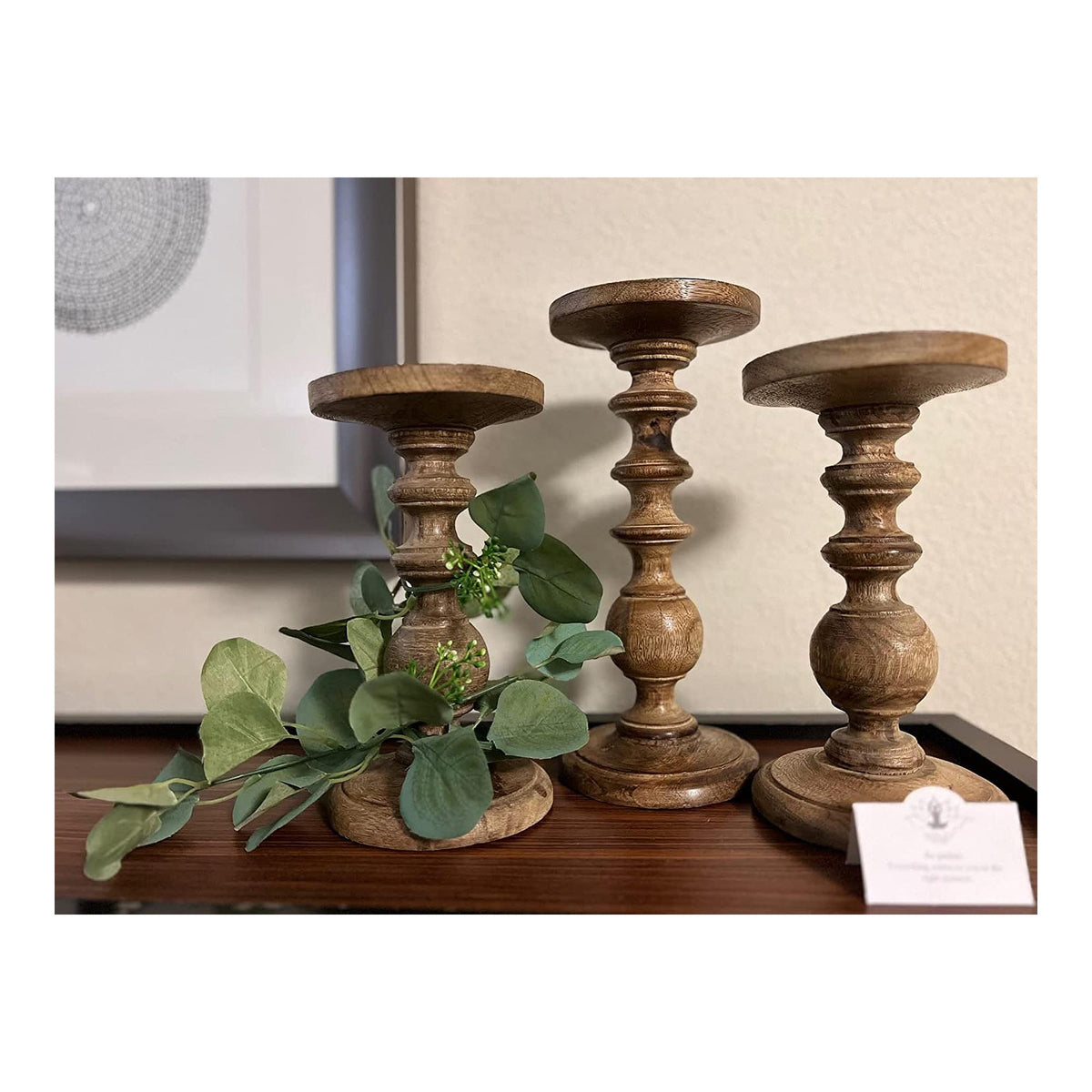 HOSLEY®  Wood Pillar Candle Holder, 9 inches High