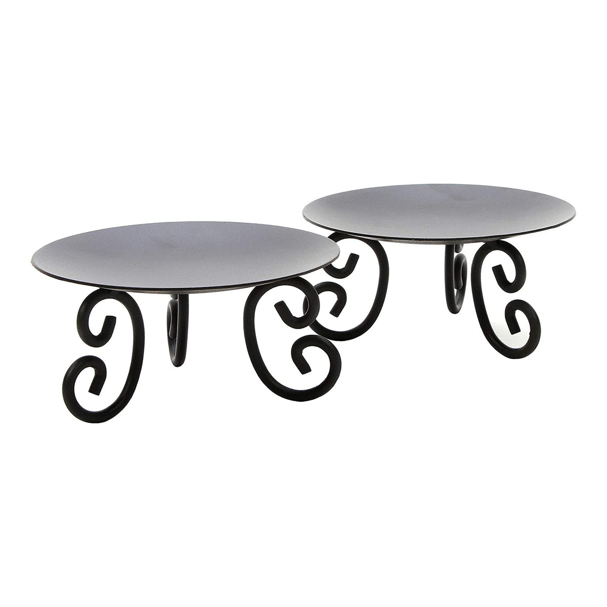 HOSLEY® Metal Pillar Candle Holder, Set of 2, 5 inches Diameter each