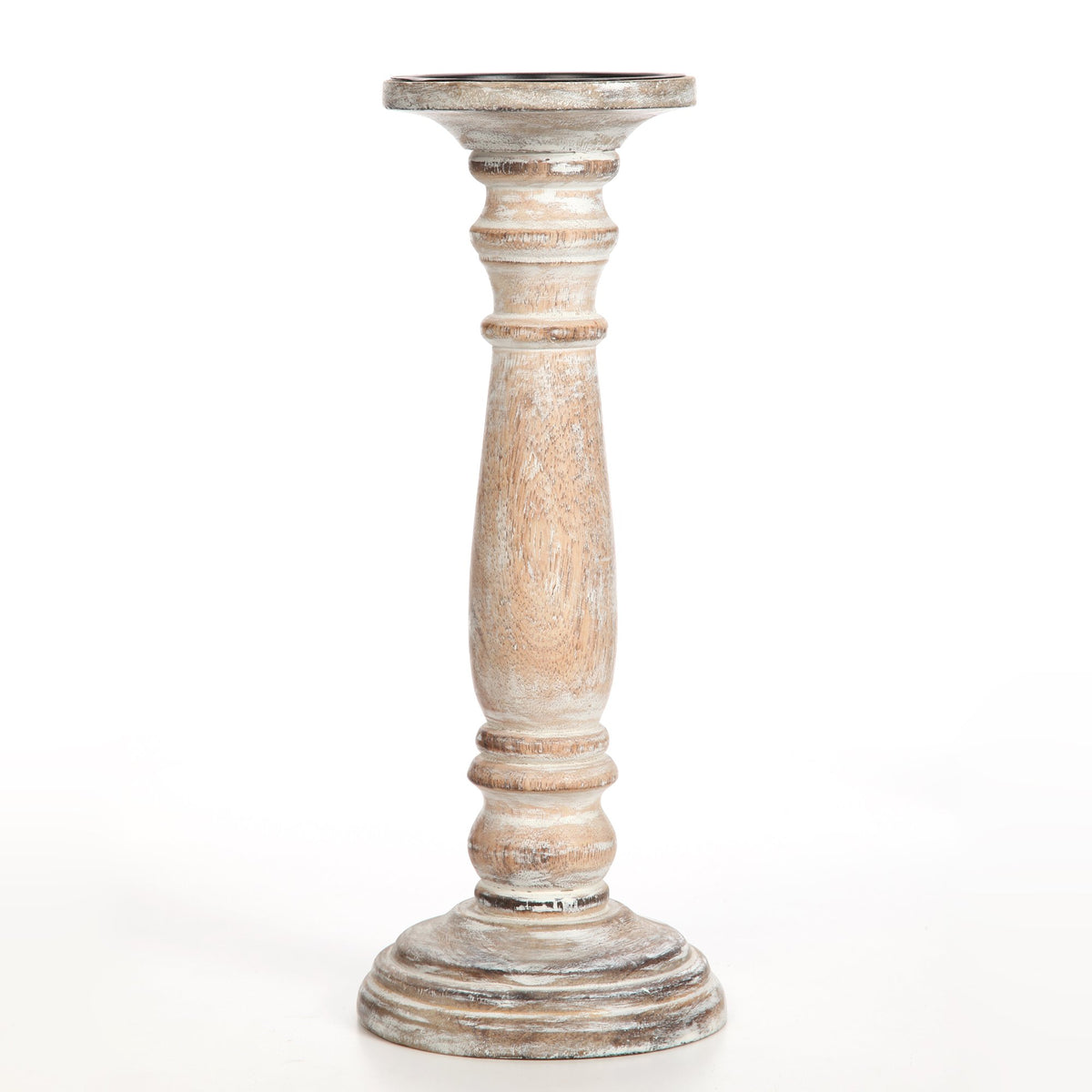 Hosley's 12 Inch High Wood Pillar Distress Finish Candleholder. Ideal Gift for Wedding, Party, Home, Spa, Reiki, Aromatherapy, Votive Candle Gardens O3