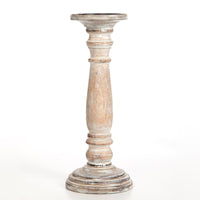 Hosley's 12 Inch High Wood Pillar Distress Finish Candleholder. Ideal Gift for Wedding, Party, Home, Spa, Reiki, Aromatherapy, Votive Candle Gardens O3