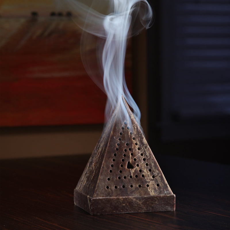 Hosley's 5" High Large Soapstone Triangle Pyramid, Incense Cone Holder. Ideal Gift for Aromatherapy, Zen, Spa, Vastu, Reiki Chakra Settings. O3